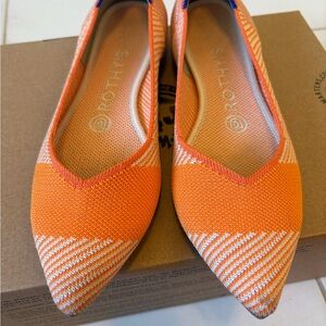 Rothy's Orange Pointed-Toe Flats with Mixed Texture